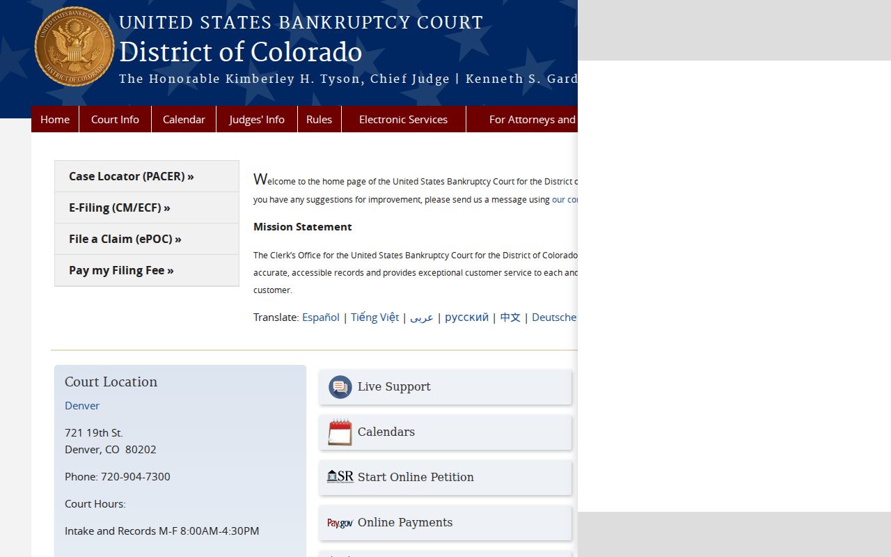 Federal bankruptcy court separate from Baca County civil dockets