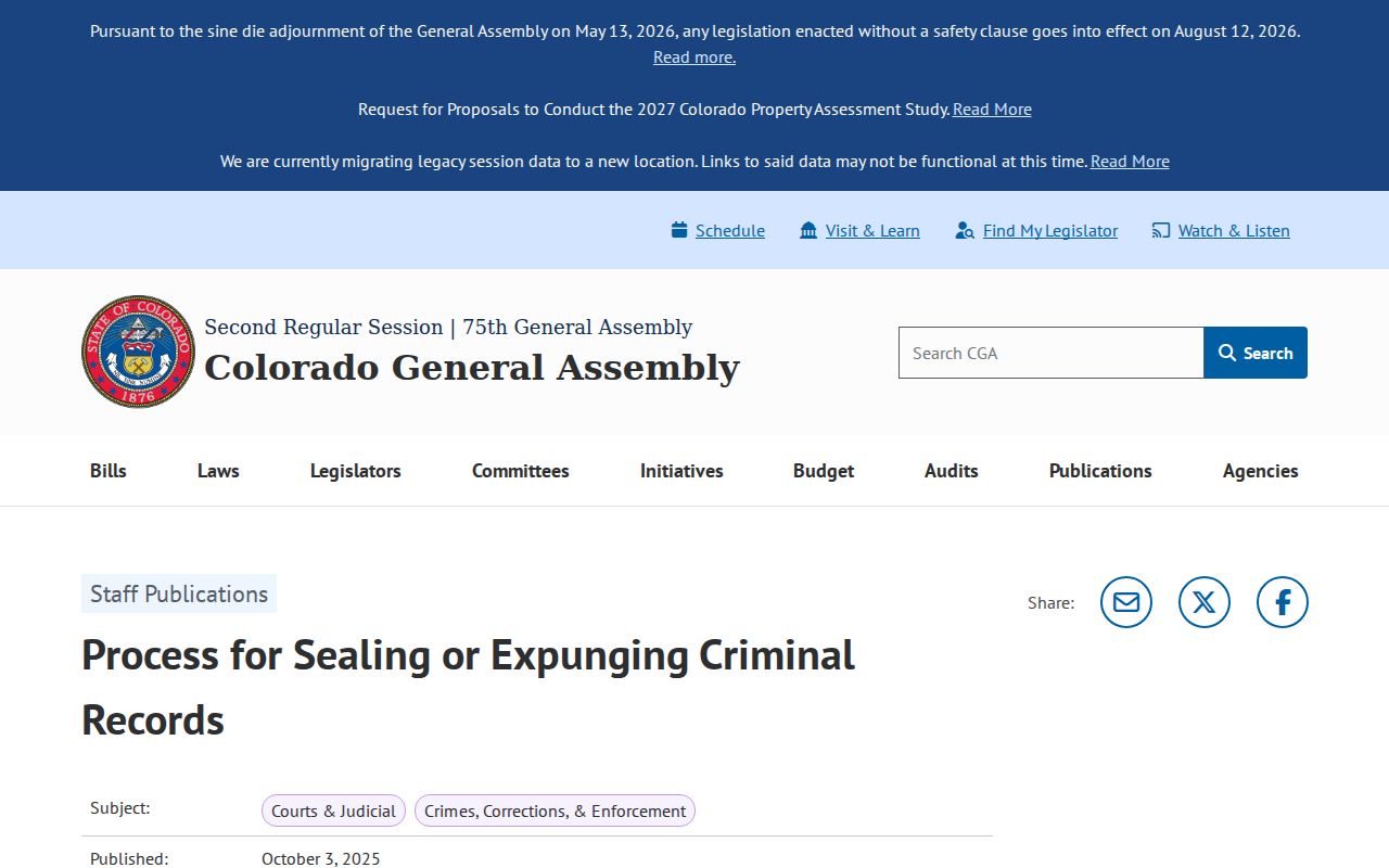 Baca County criminal court record sealing process
