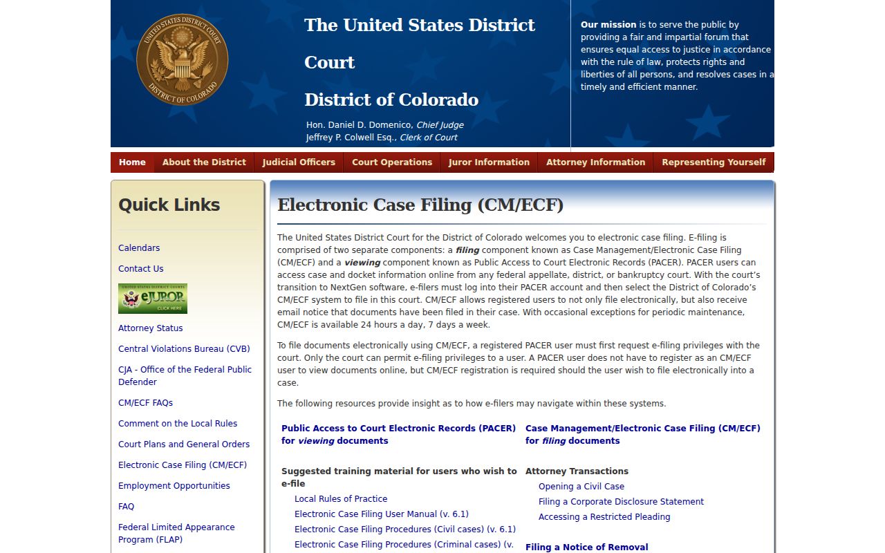 Federal criminal docket system separate from Baca County criminal dockets