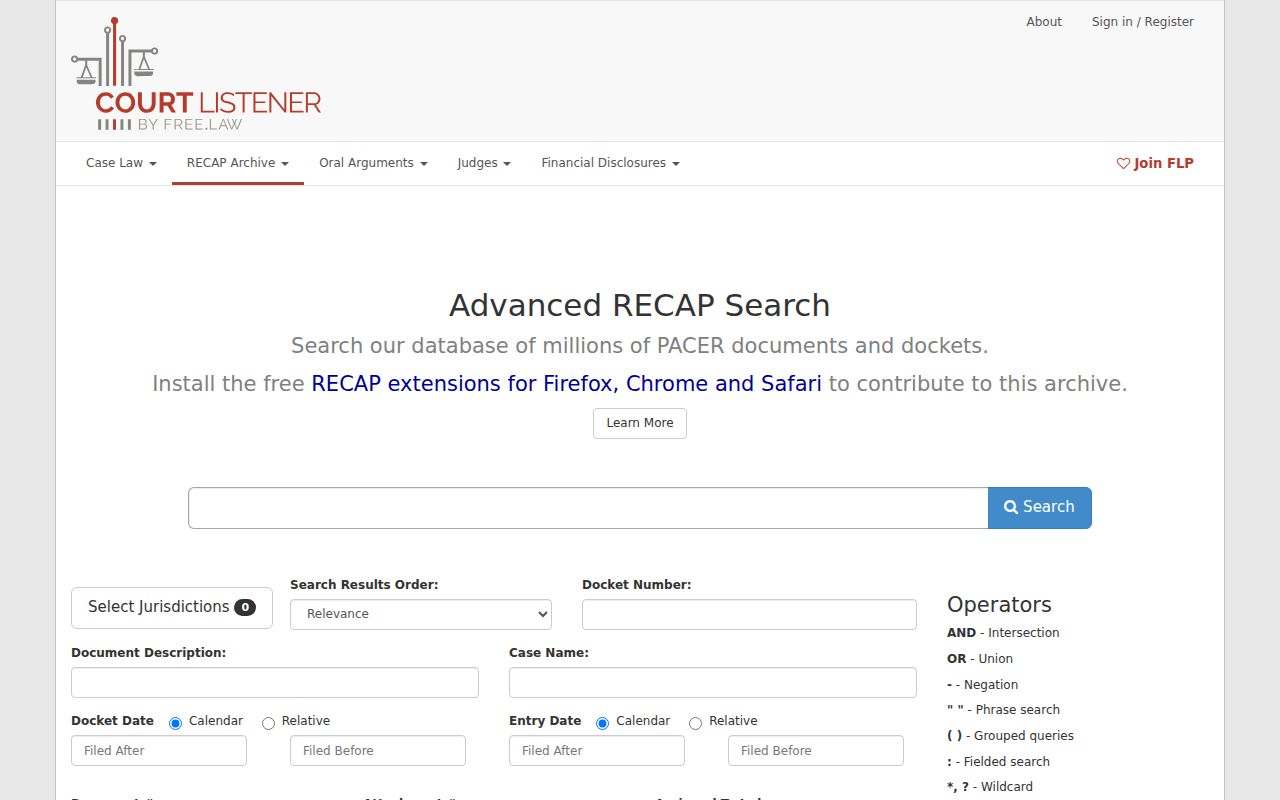 RECAP archive contrasted with official Baca County court records