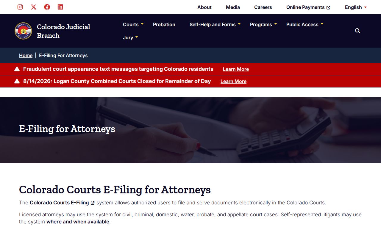 Colorado Courts E-Filing source for Baca County case lookup distinction